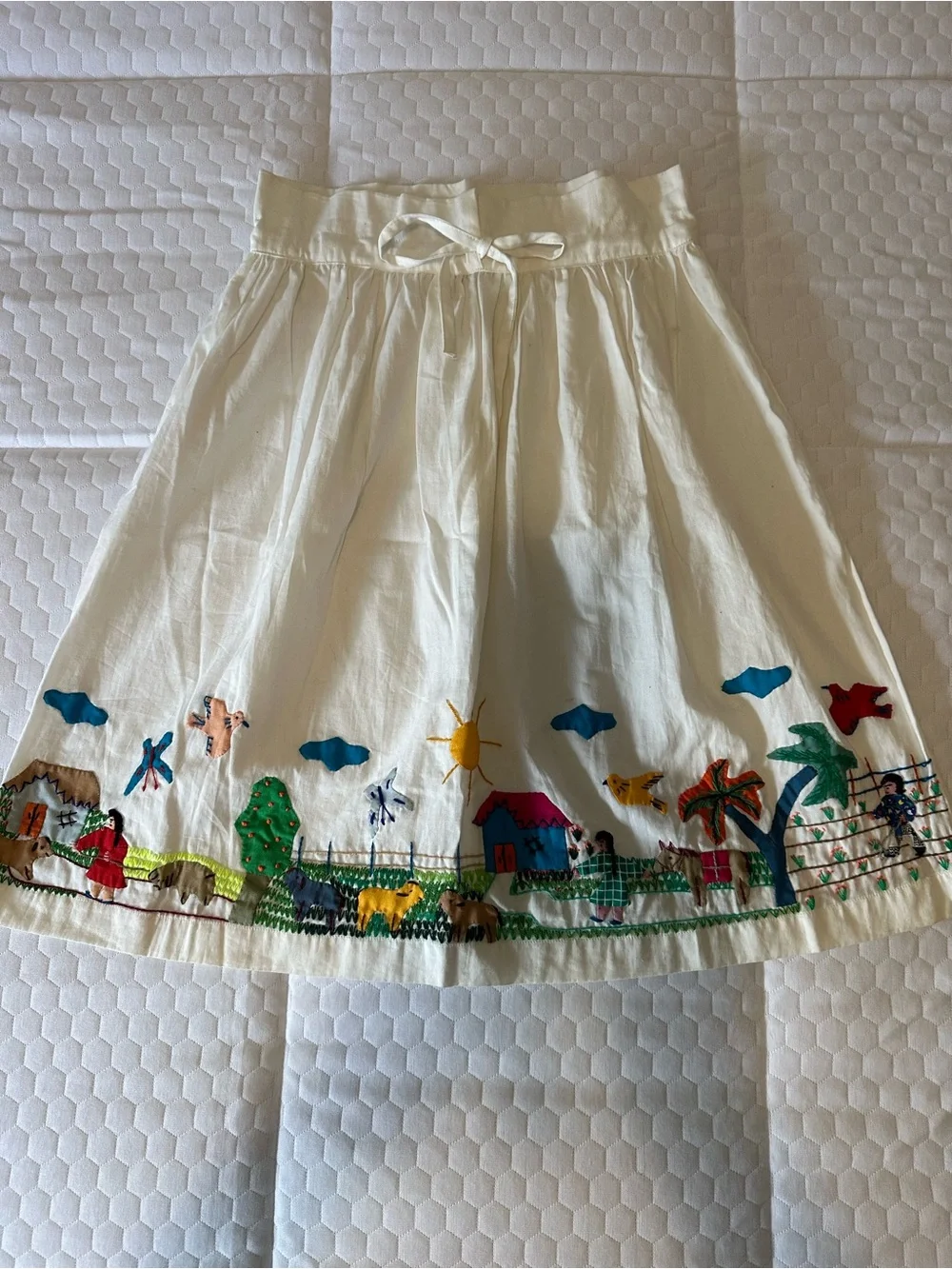 Handmade Colombian Folk Art Cotton Skirt Wearable Art Cottagecore - Picture 1 of 9